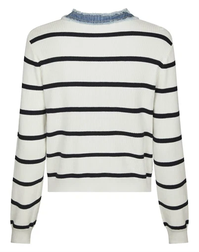 Neo Noir - Zelma Stripe Denim Cardigan - Off White